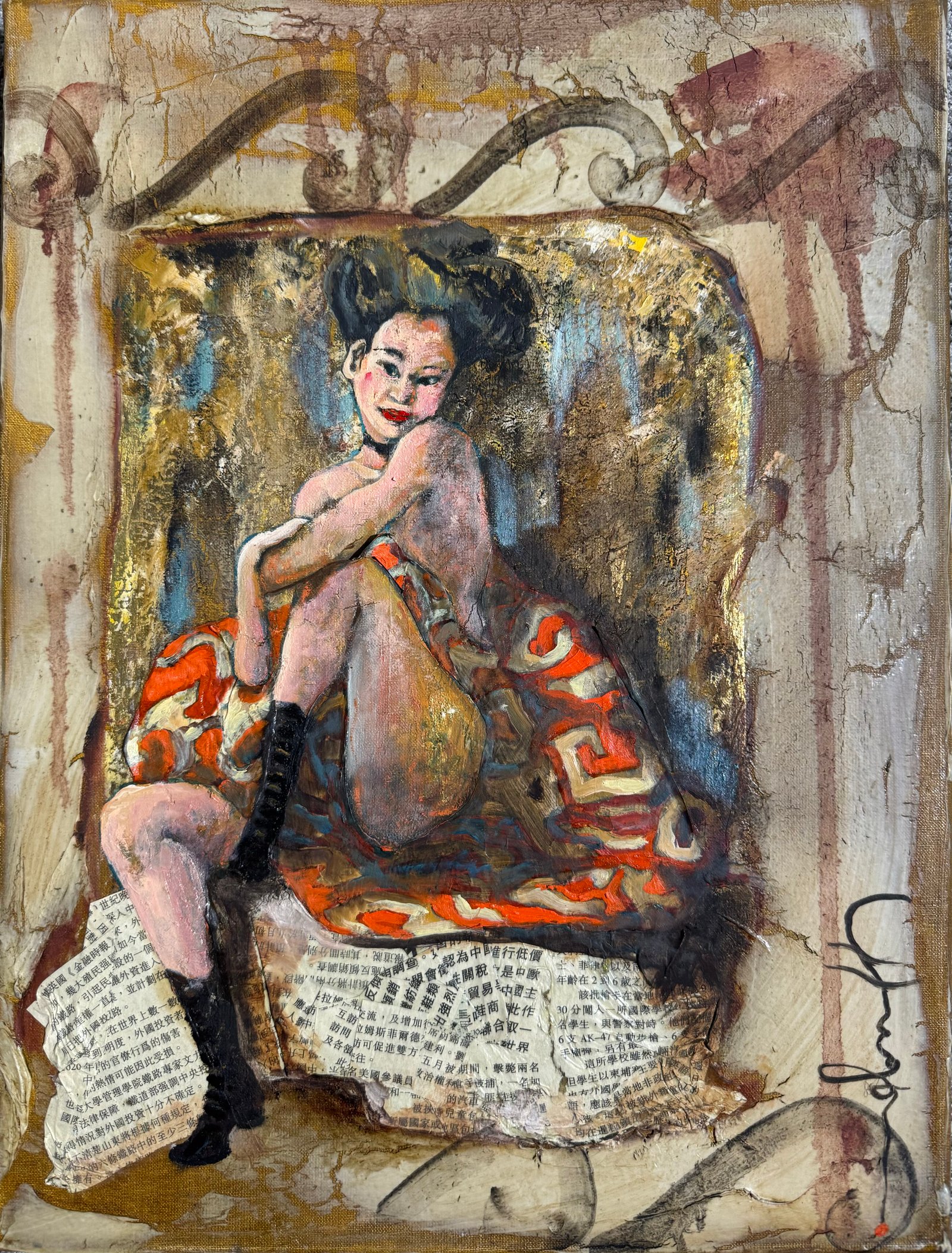 EMMA, gesso, oil & mixte